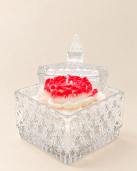 Vela flor roja en cristal tallado